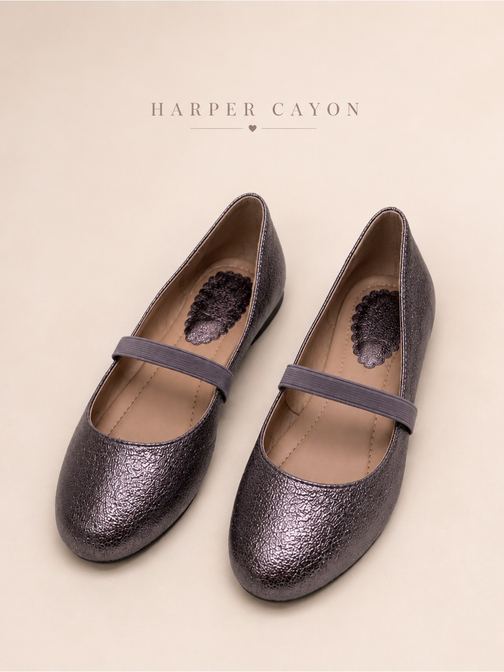 Harper Canyon Metallic Purple Pewter Mary Jane Ballet Flats